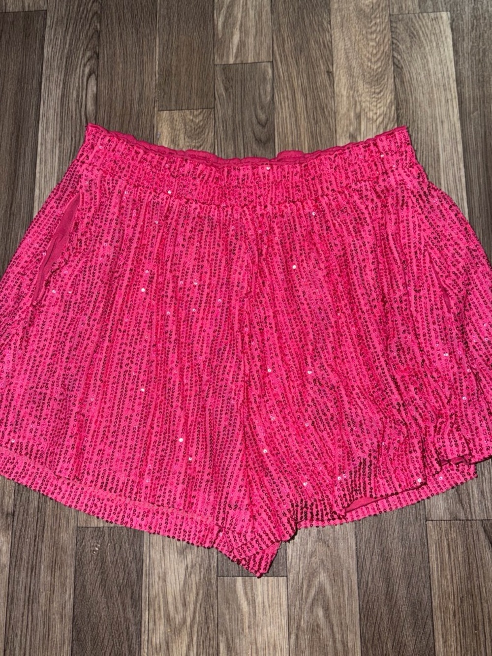 High-Waist Hot Pink Sequin Party Shorts